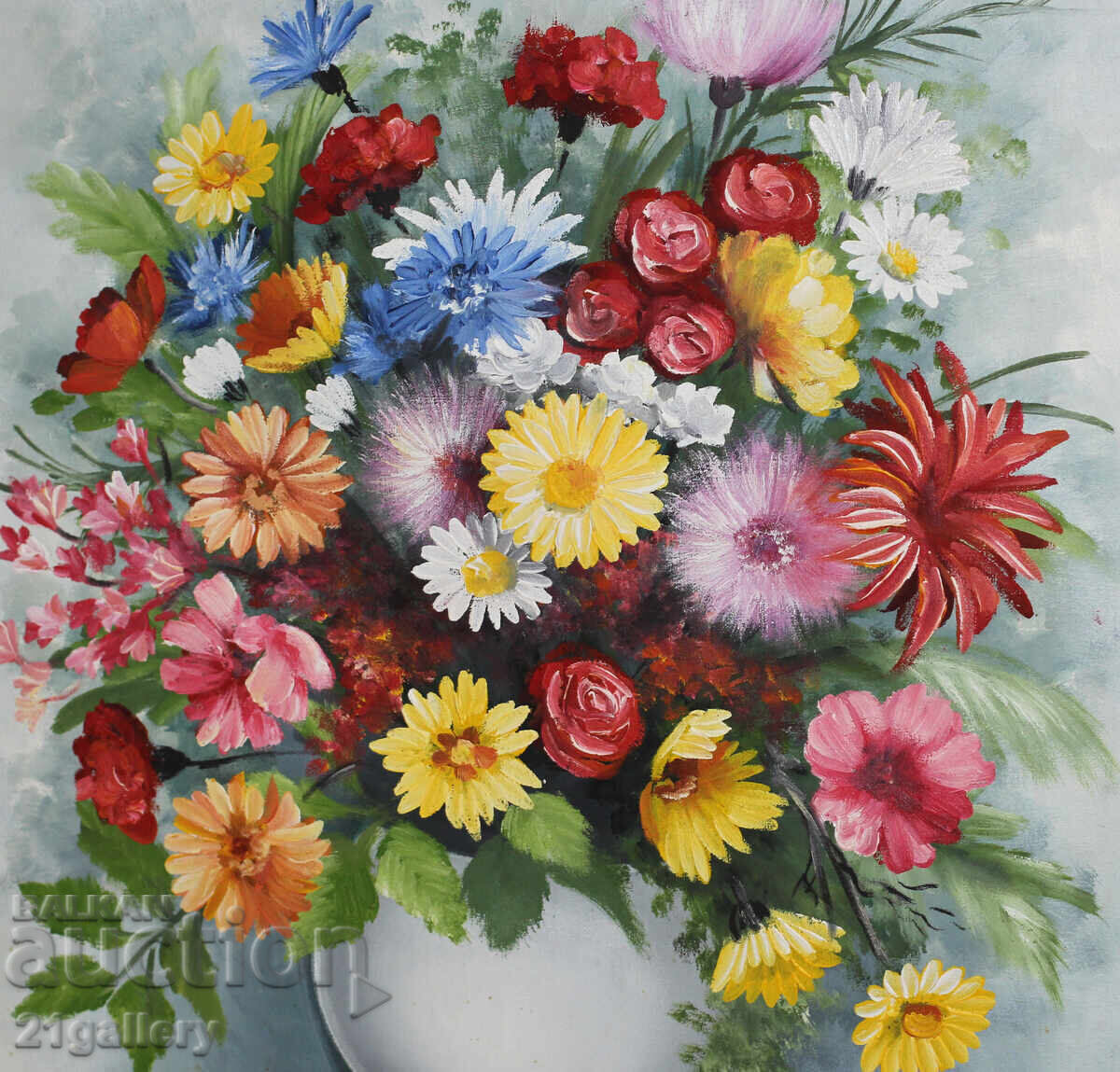 Contemporary painting still life/vase with flowers, oil paints 2000 - 5 Contemporary painting still life/vase with flowers, oil paints 2000 - 5