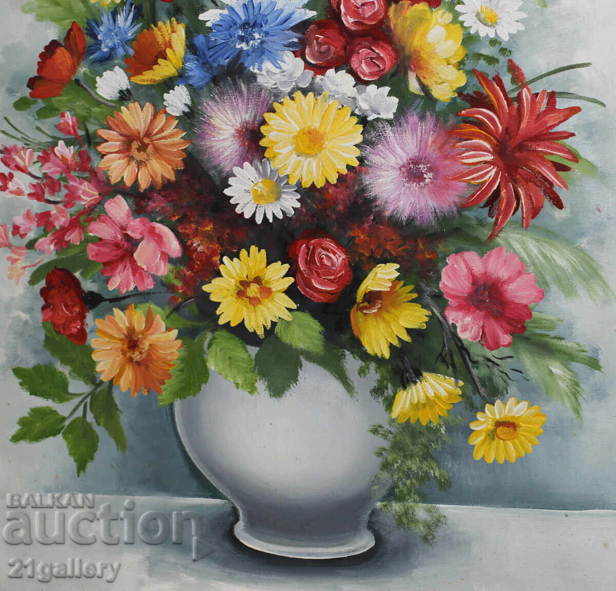 Contemporary painting still life/vase with flowers, oil paints 2000 - 6 Contemporary painting still life/vase with flowers, oil paints 2000 - 6