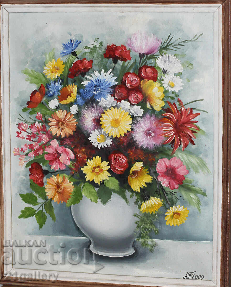 Contemporary painting still life/vase with flowers, oil paints 2000 Contemporary painting still life/vase with flowers, oil paints 2000