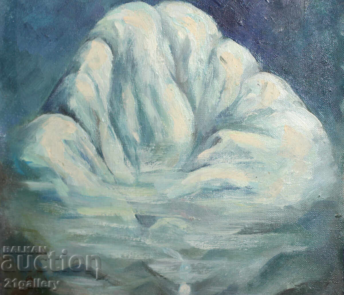 Παλιά ελαιογραφία, ορεινό τοπίο - 5 Παλιά ελαιογραφία, ορεινό τοπίο - 5