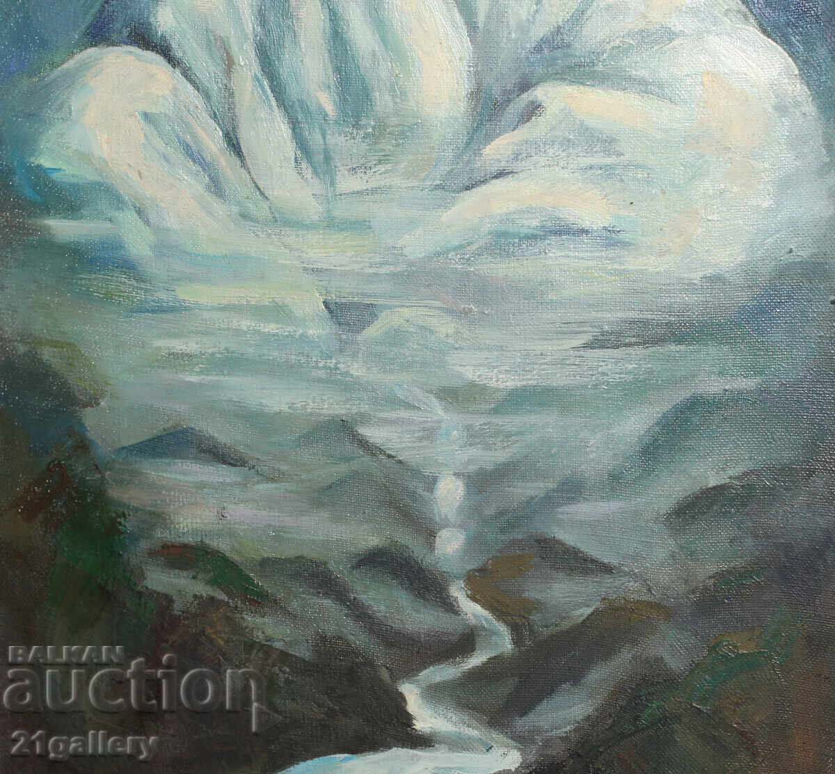 Παλιά ελαιογραφία, ορεινό τοπίο - 6 Παλιά ελαιογραφία, ορεινό τοπίο - 6