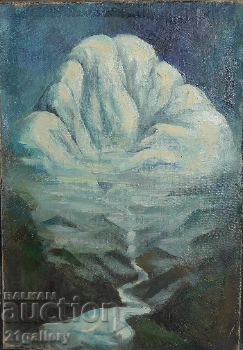 Παλιά ελαιογραφία, ορεινό τοπίο Παλιά ελαιογραφία, ορεινό τοπίο