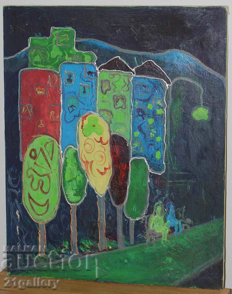 Auction Oil painting, abstract cityscape Auction Oil painting, abstract cityscape