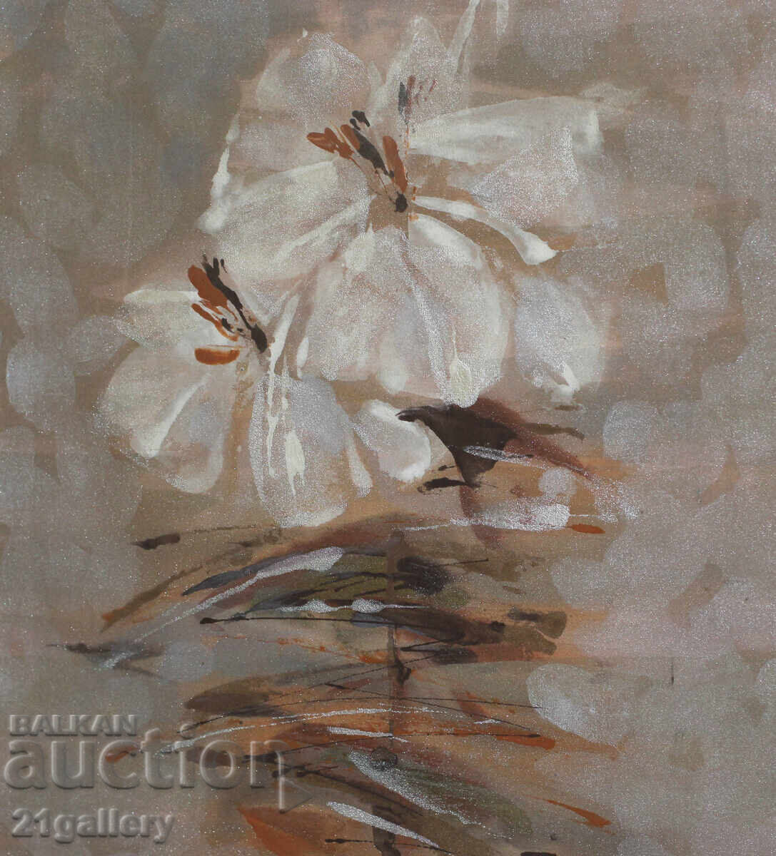 Delivery of Painted silk, still life, signed 2005. Delivery of Painted silk, still life, signed 2005.