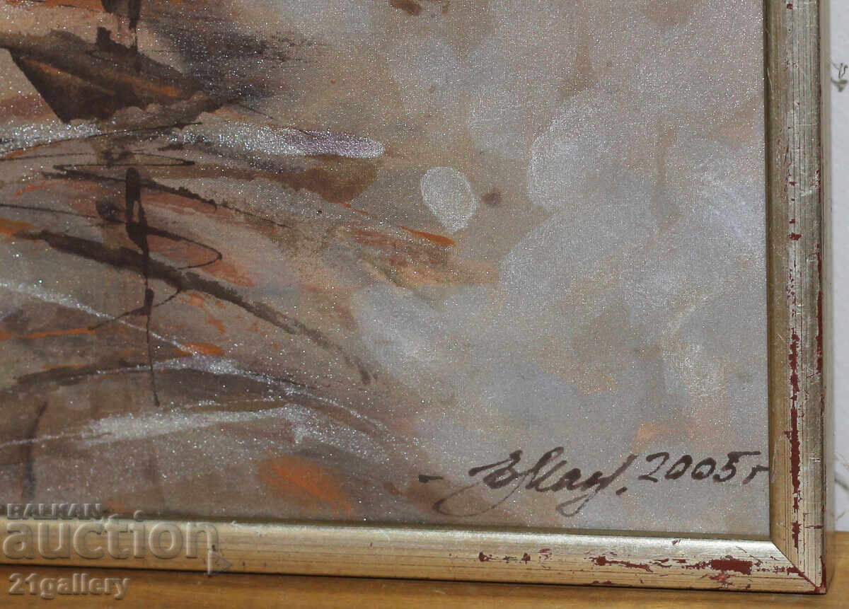 Painted silk, still life, signed 2005. - 7 Painted silk, still life, signed 2005. - 7