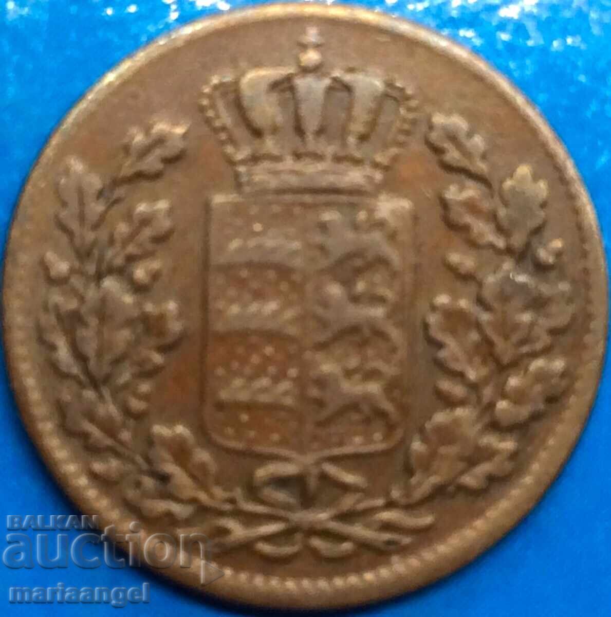 1/2 Kreuzer 1856 Germany Württemberg Cu