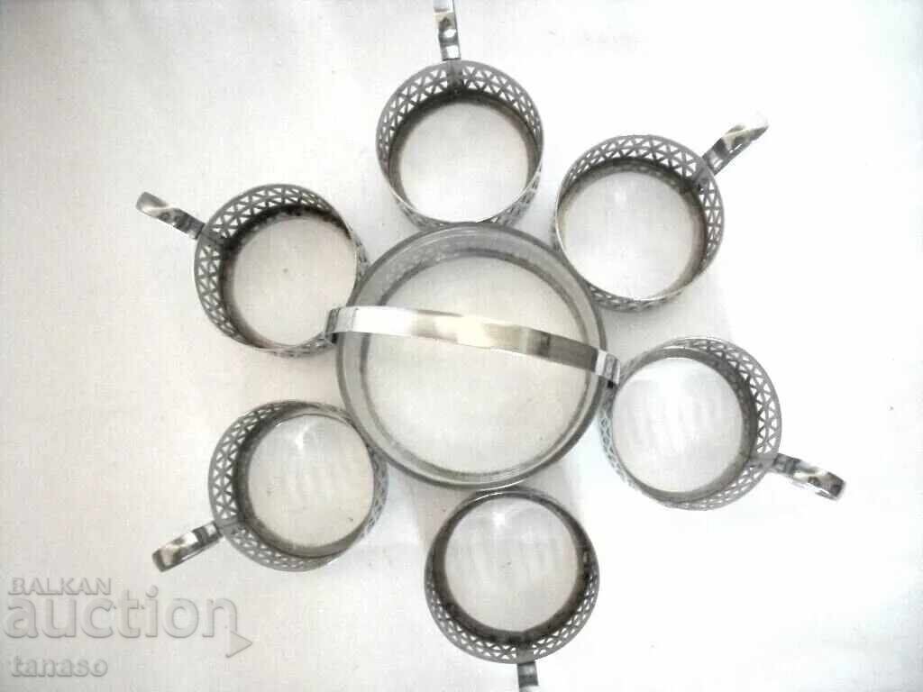 Delivery of Soviet chrome coasters with sugar bowl, 7 pieces (8.2) Delivery of Soviet chrome coasters with sugar bowl, 7 pieces (8.2)