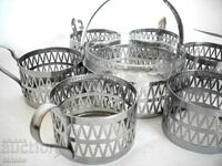 Soviet chrome coasters with sugar bowl, 7 pieces (8.2)