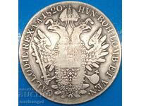 Venice Lombardy 1 Thaler 1820 M - Milan Franz II silver