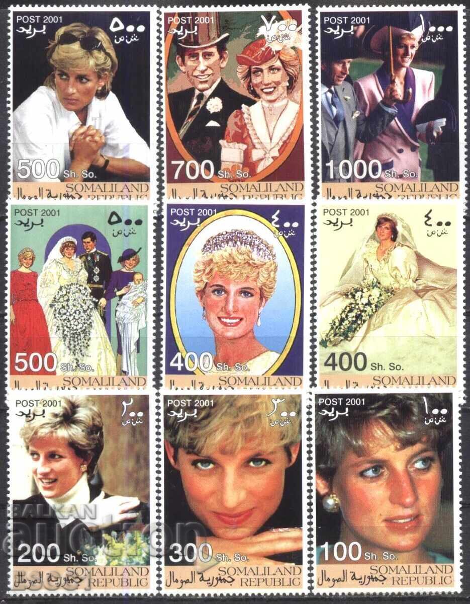 Princess (Lady) Diana 2001 stamps from Somalia