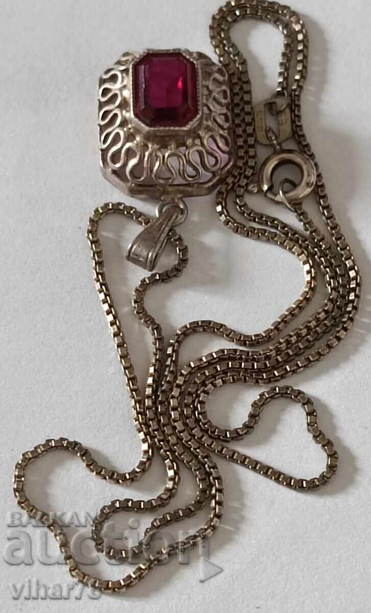 OLD SILVER PENDANT WITH CHAIN - 5 OLD SILVER PENDANT WITH CHAIN - 5