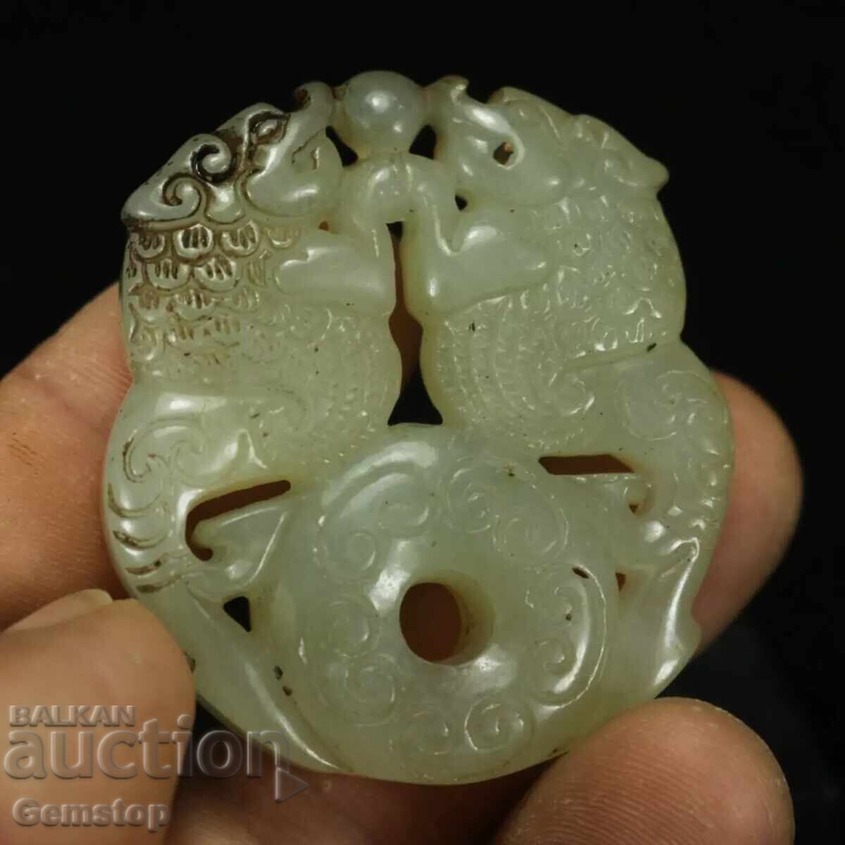 Licitație 183.00 kt jad natural amulet pixiu Licitație 183.00 kt jad natural amulet pixiu