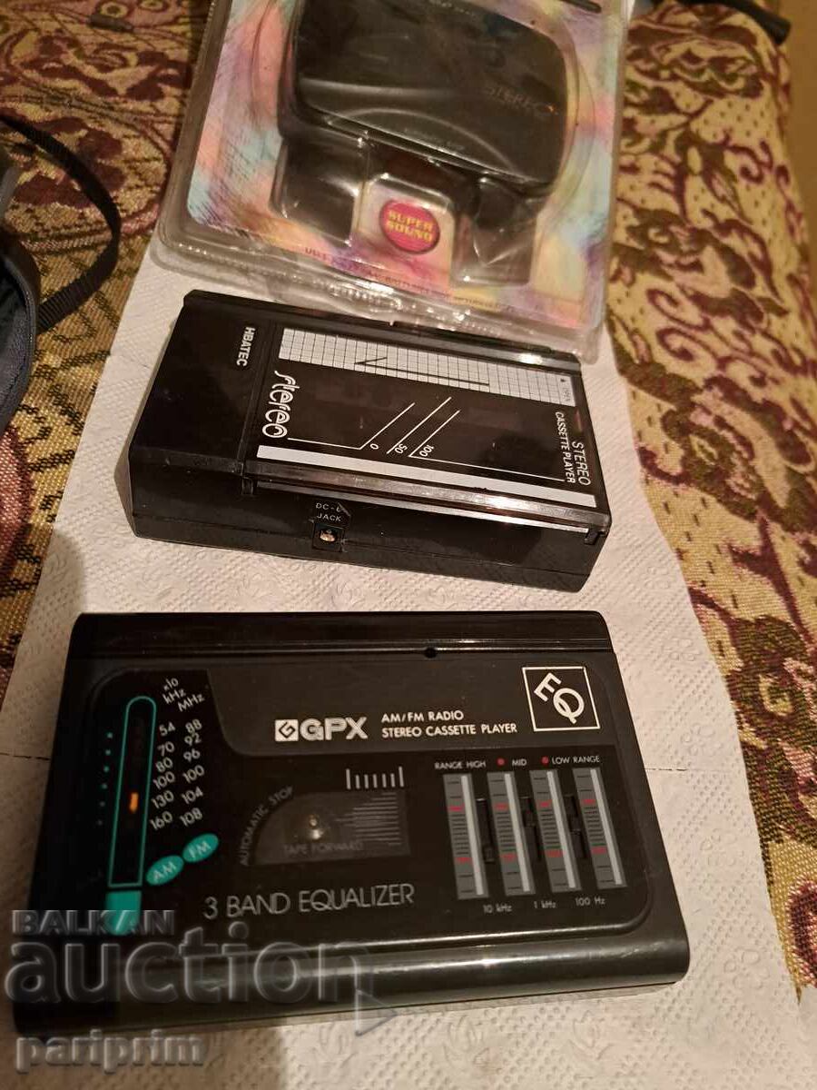 Lot of 3 Walkmans, GPX, BZC, CASSETTE PLAYER