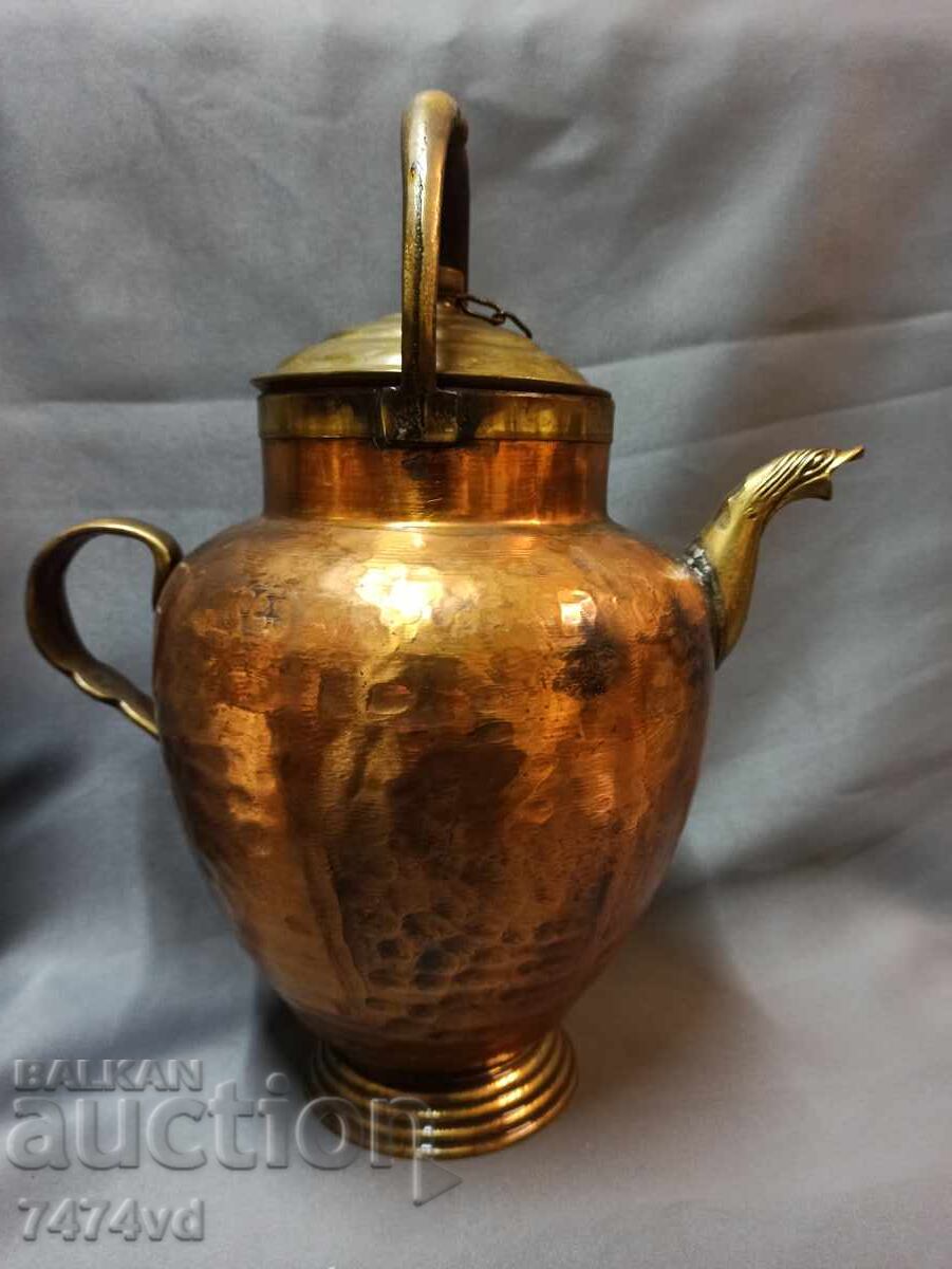 OLD COPPER WATER VESSEL WITH SNAKE