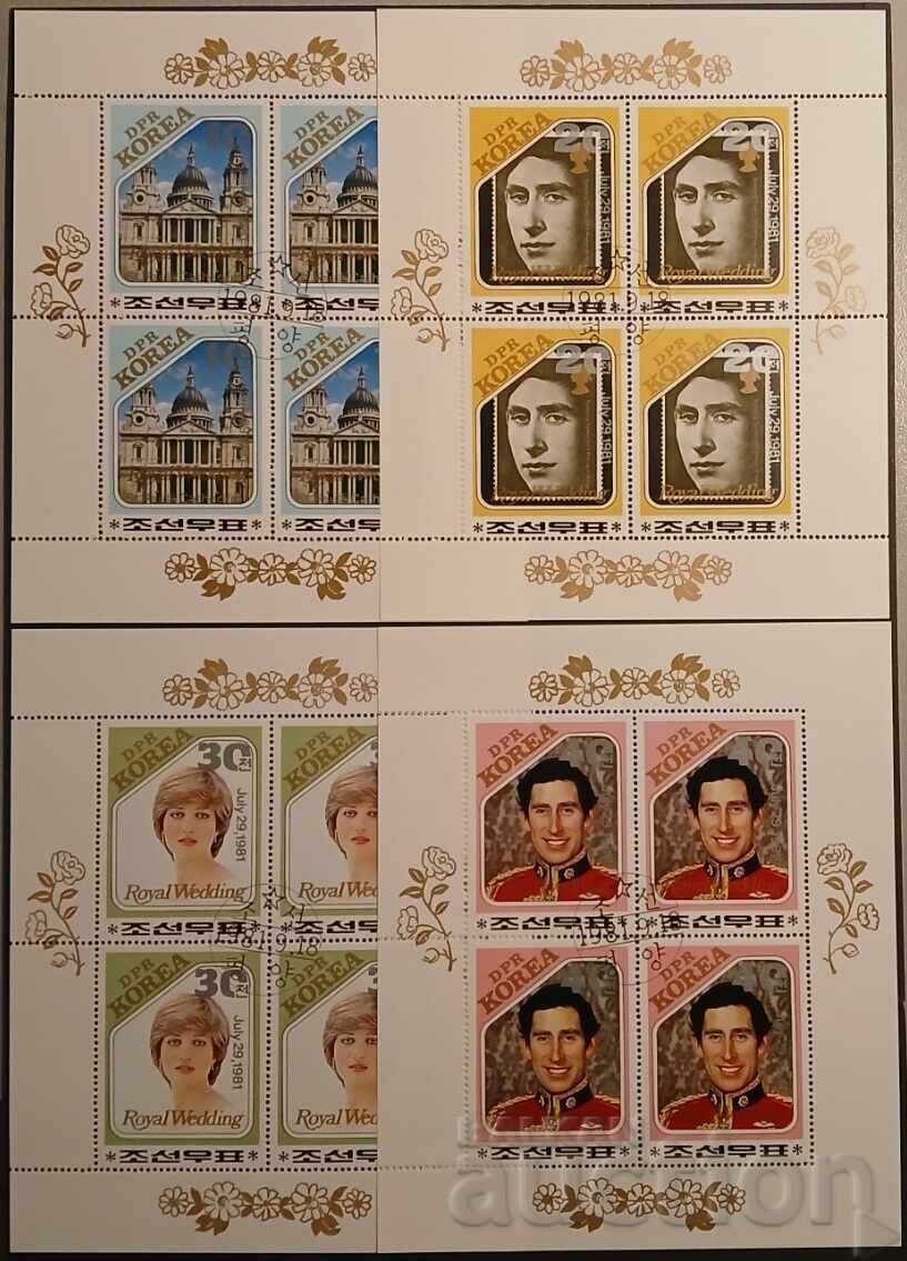 Ștampila Coreea de Nord 1981 Personalități/Lady Diana Block x4