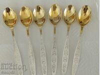 6 pcs. USSR cupronickel spoons with gilding for tea, coffee, ice cream