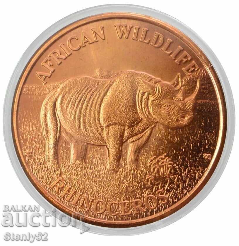 1 oz bar de cupru 99,9% cupru bar rotund Rhinoceros. 1 oz bar de cupru 99,9% cupru bar rotund Rhinoceros.
