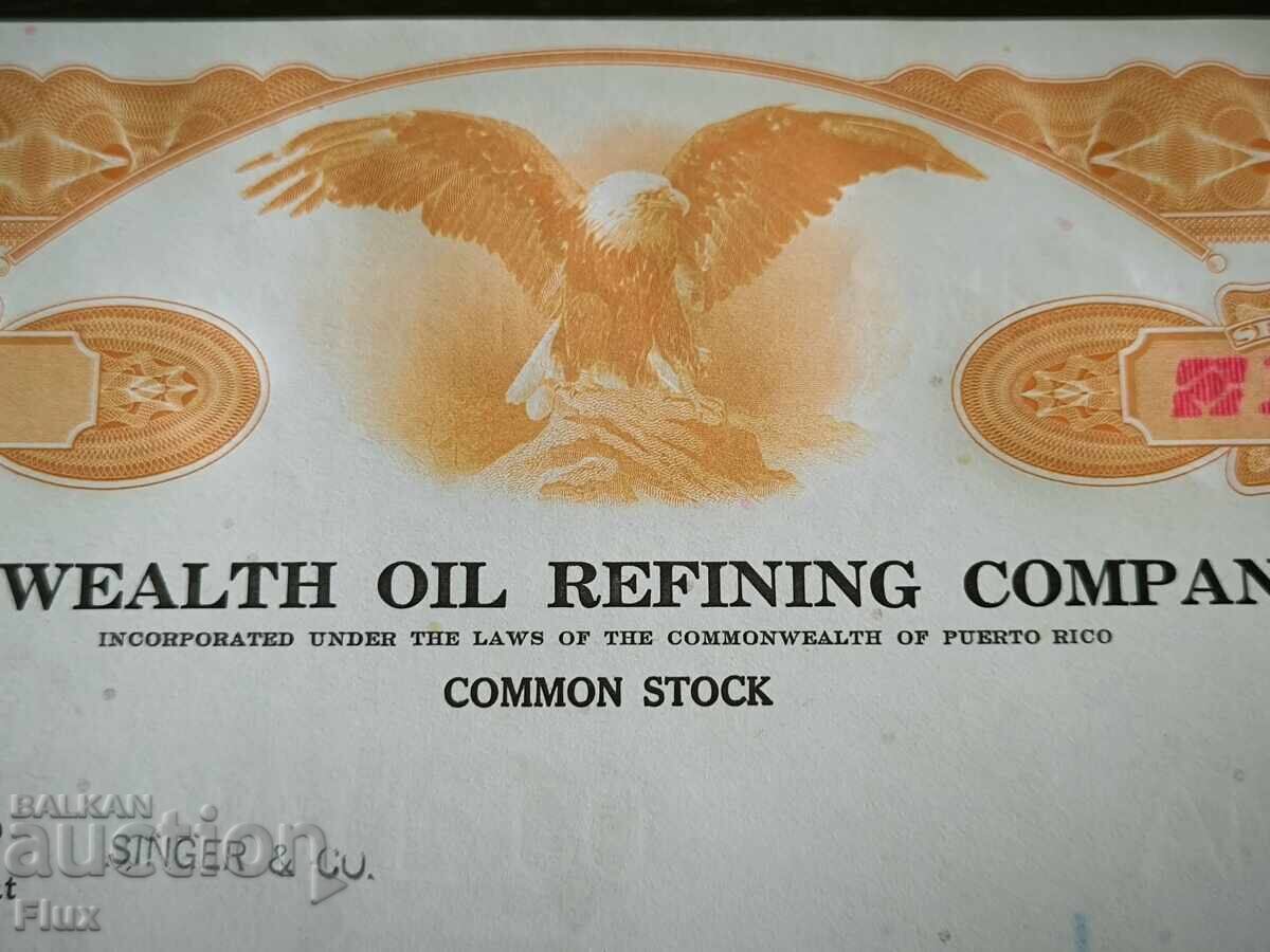 Share Certificate | Commonwealth Oil Refining Inc | 1961 - 5 Share Certificate | Commonwealth Oil Refining Inc | 1961 - 5