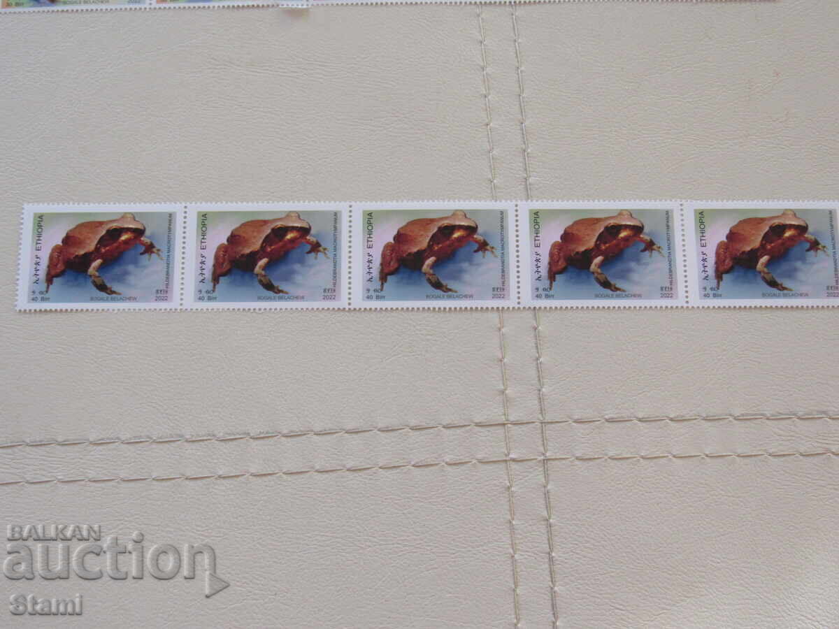 Delivery of Frog stamps, 5 pieces, Ethiopia, mint, 2022