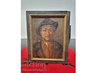 Pictură belgiană foarte veche în ulei pe pânză