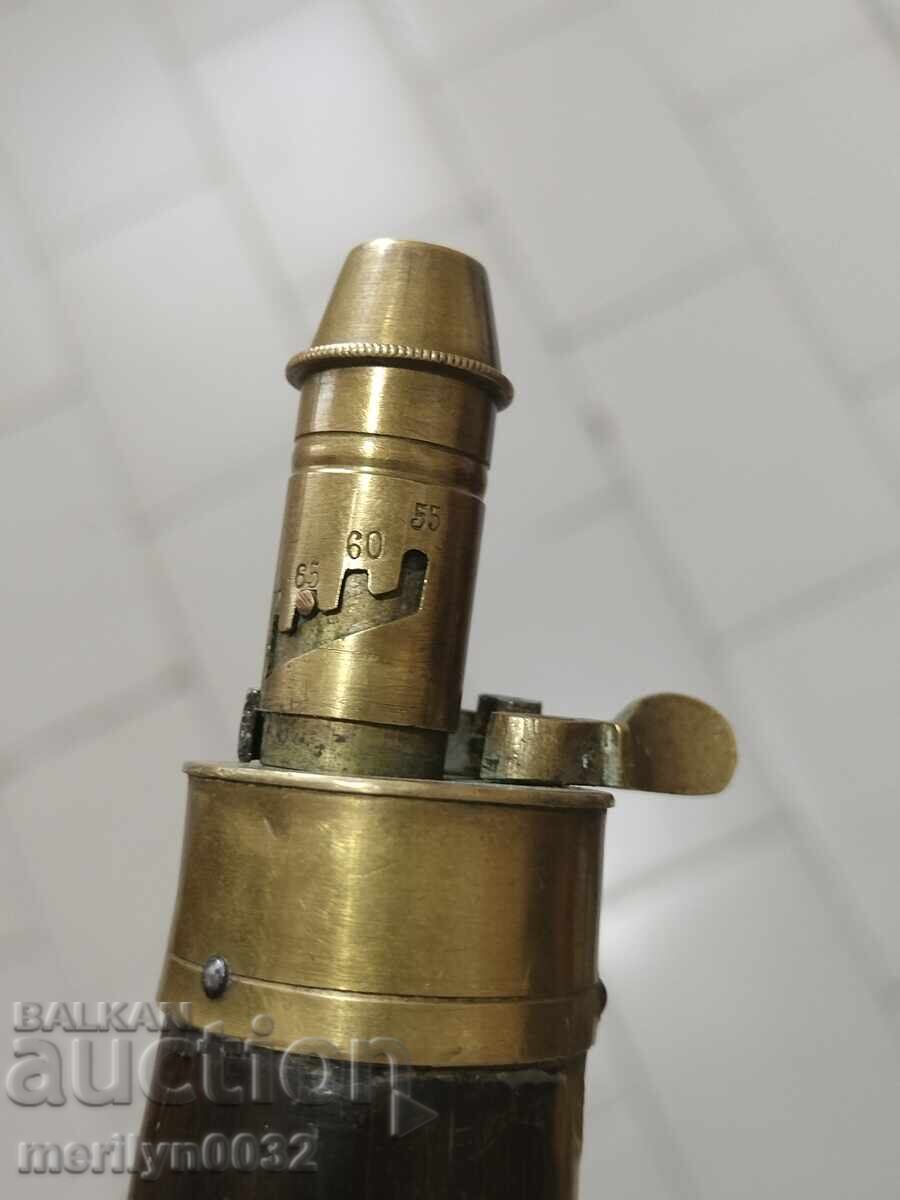 Magazin de pulbere antic de corn cu coarne pentru o pușcă, Pishtov - 5