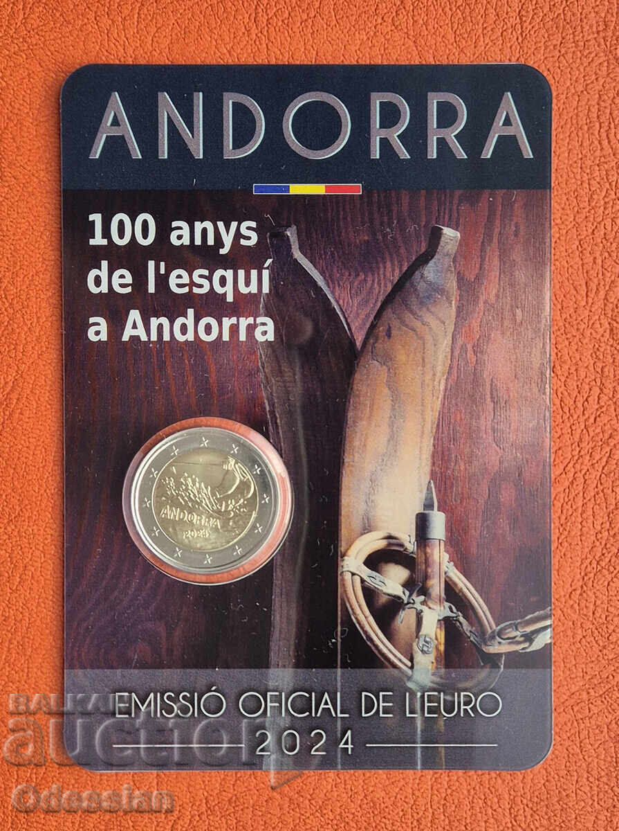 Andorra • 2 euro • 2024 • 100 de ani de schi în Andorra