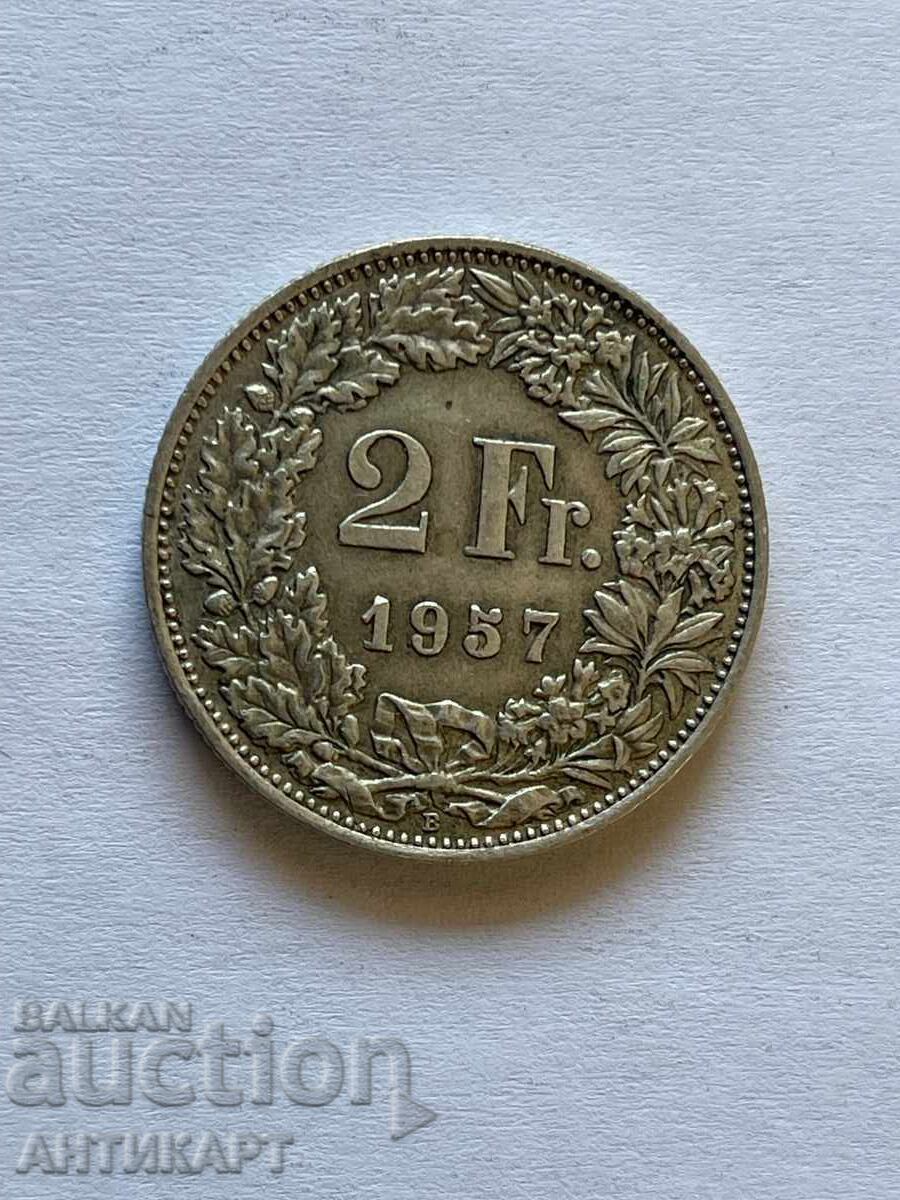 silver coin 2 francs Switzerland 1957 silver