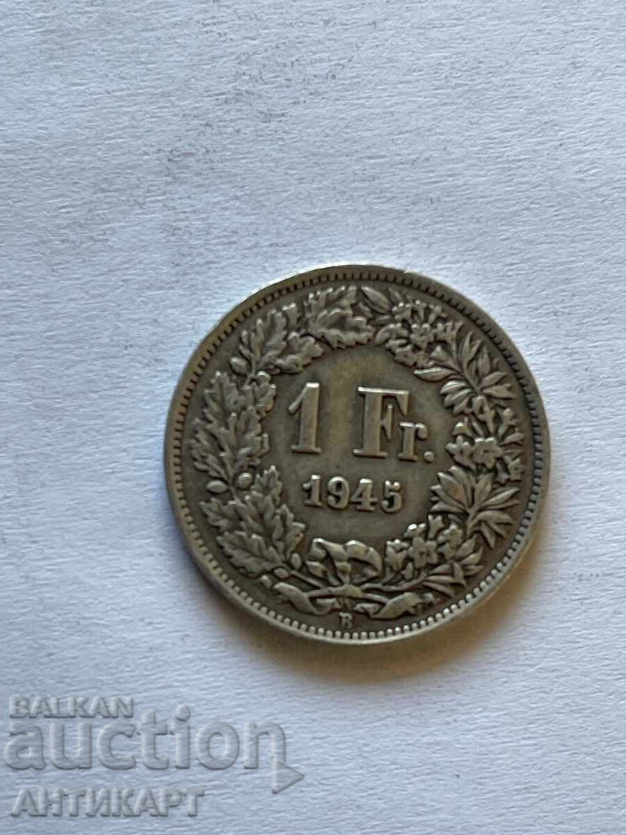 silver coin 1 franc Switzerland 1945 silver