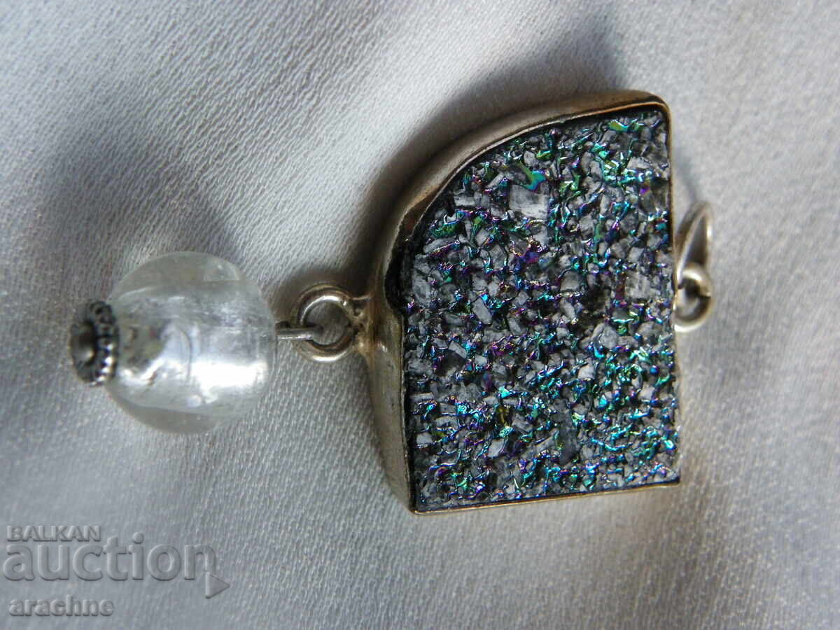 Auction Large pendant made of titanium druses, plated in silver Auction Large pendant made of titanium druses, plated in silver