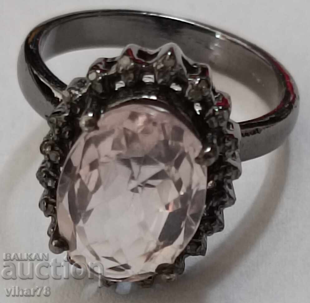 silver ring with aquamarine and surrounded by a scale of diamonds - 6 silver ring with aquamarine and surrounded by a scale of diamonds - 6