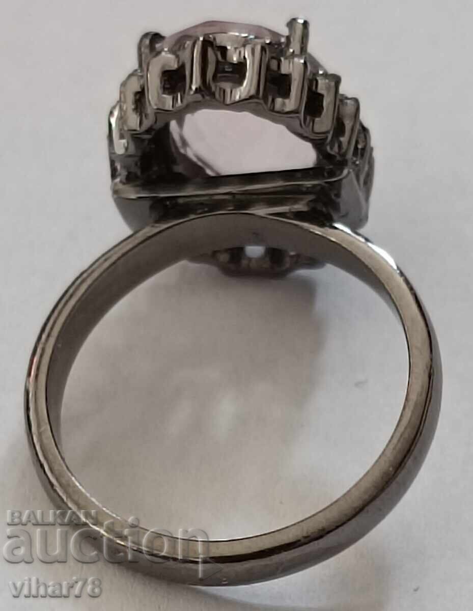 silver ring with aquamarine and surrounded by a scale of diamonds - 7 silver ring with aquamarine and surrounded by a scale of diamonds - 7