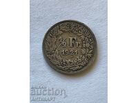 silver coin 1/2 franc silver Switzerland 1921