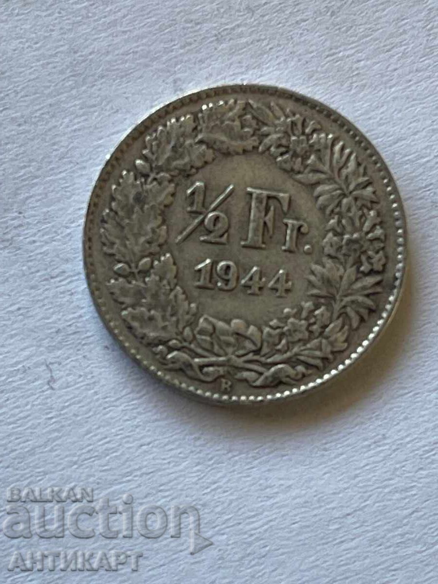 monedă de argint 1/2 franc argint Elveția 1944