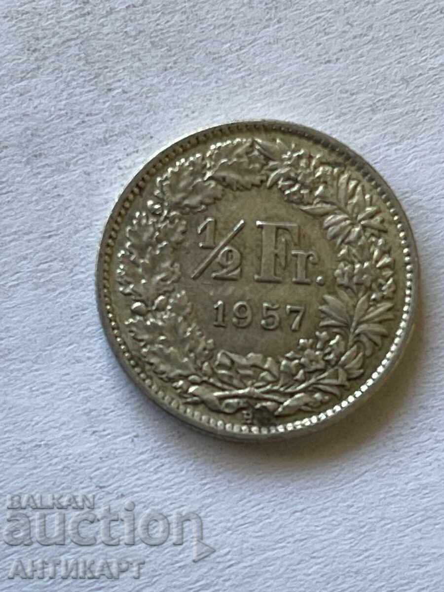 silver coin 1/2 franc silver Switzerland 1957