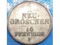 Saxonia 1 groschen nou 10 pfennig 1856 Germania argint