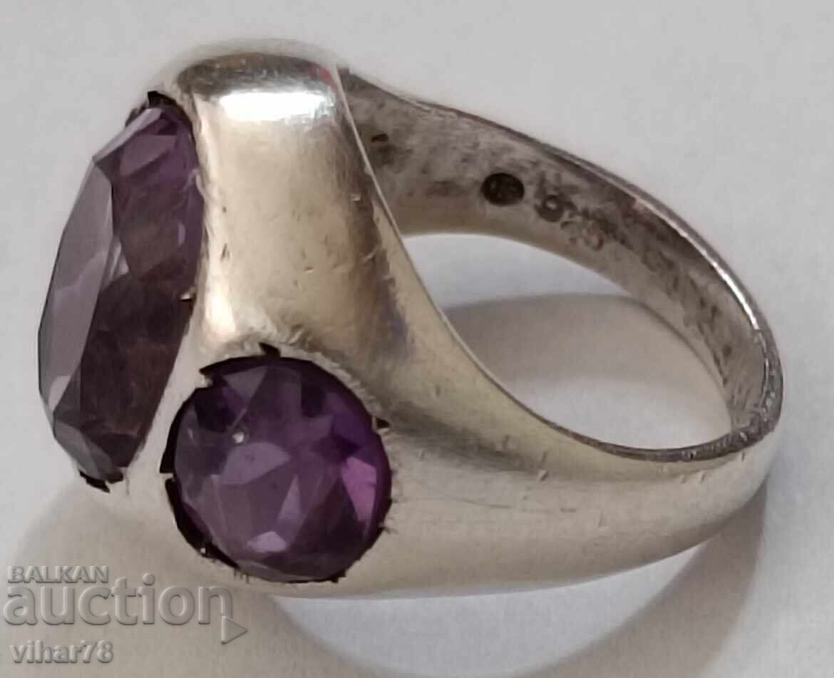 Old silver ring with amethysts - 5 Old silver ring with amethysts - 5