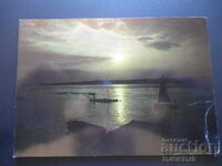 RUSE - sunset on the Danube River, Old postcard