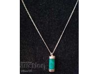 Silver pendant - turquoise capsule