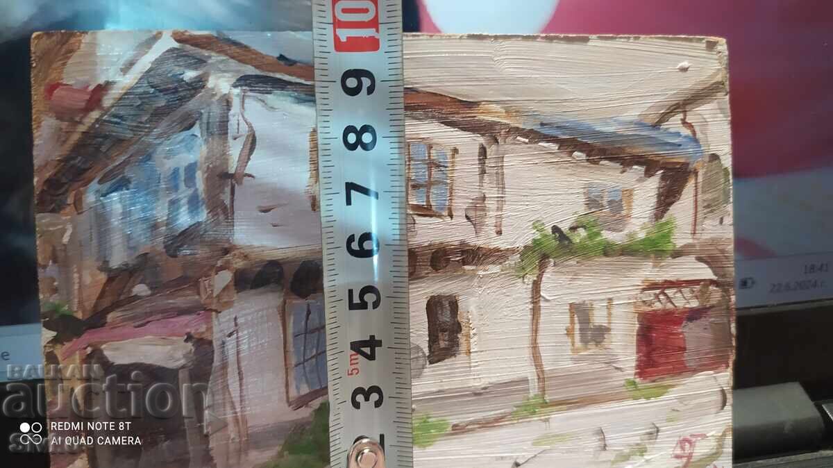 Auction Oil painting, primed fiberboard, Renaissance house Auction Oil painting, primed fiberboard, Renaissance house