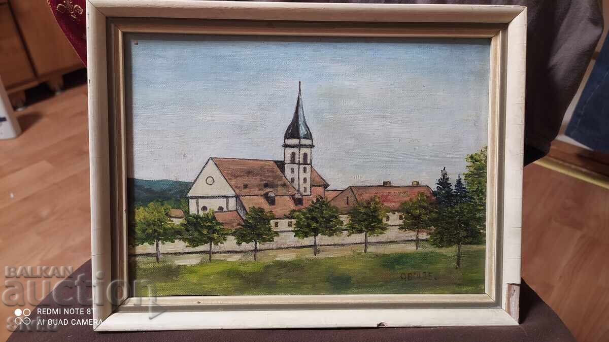 Painting oil cardboard history certificate artist's signature Painting oil cardboard history certificate artist's signature