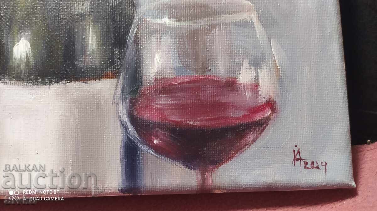 Oil painting canvas wine signature with price 14.99 BGN | € 7.66 Oil painting canvas wine signature with price 14.99 BGN | € 7.66