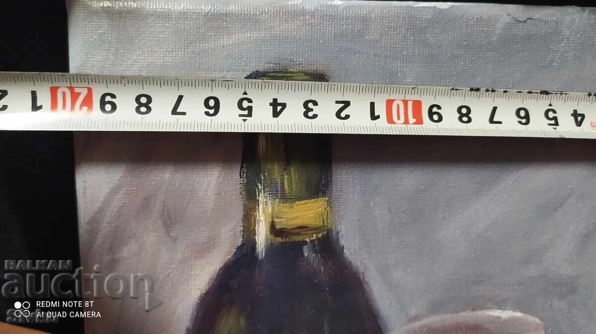 Auction Oil painting canvas wine signature Auction Oil painting canvas wine signature