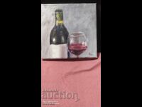 Oil painting canvas wine signature