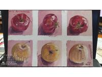 Oil painting on canvas on plywood for painting Apples