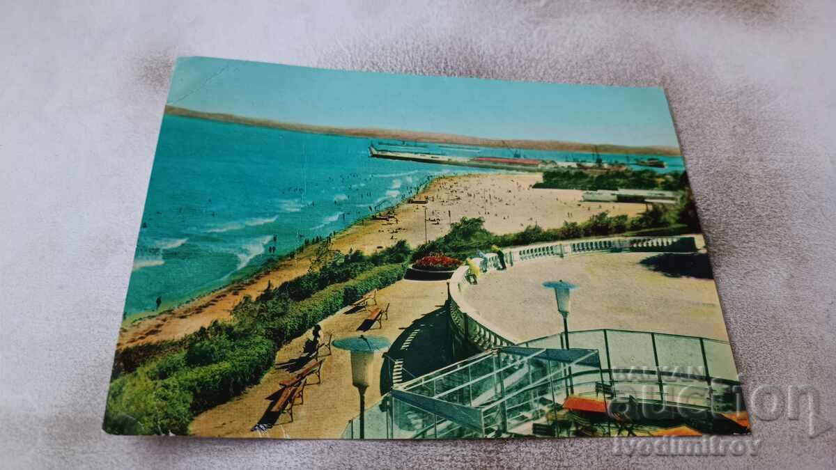 Postcard Burgas General view of the beach 1962