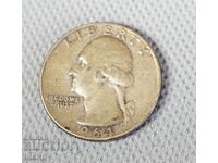 Moneda de argint Washington 1/4 dolar SUA din 1964