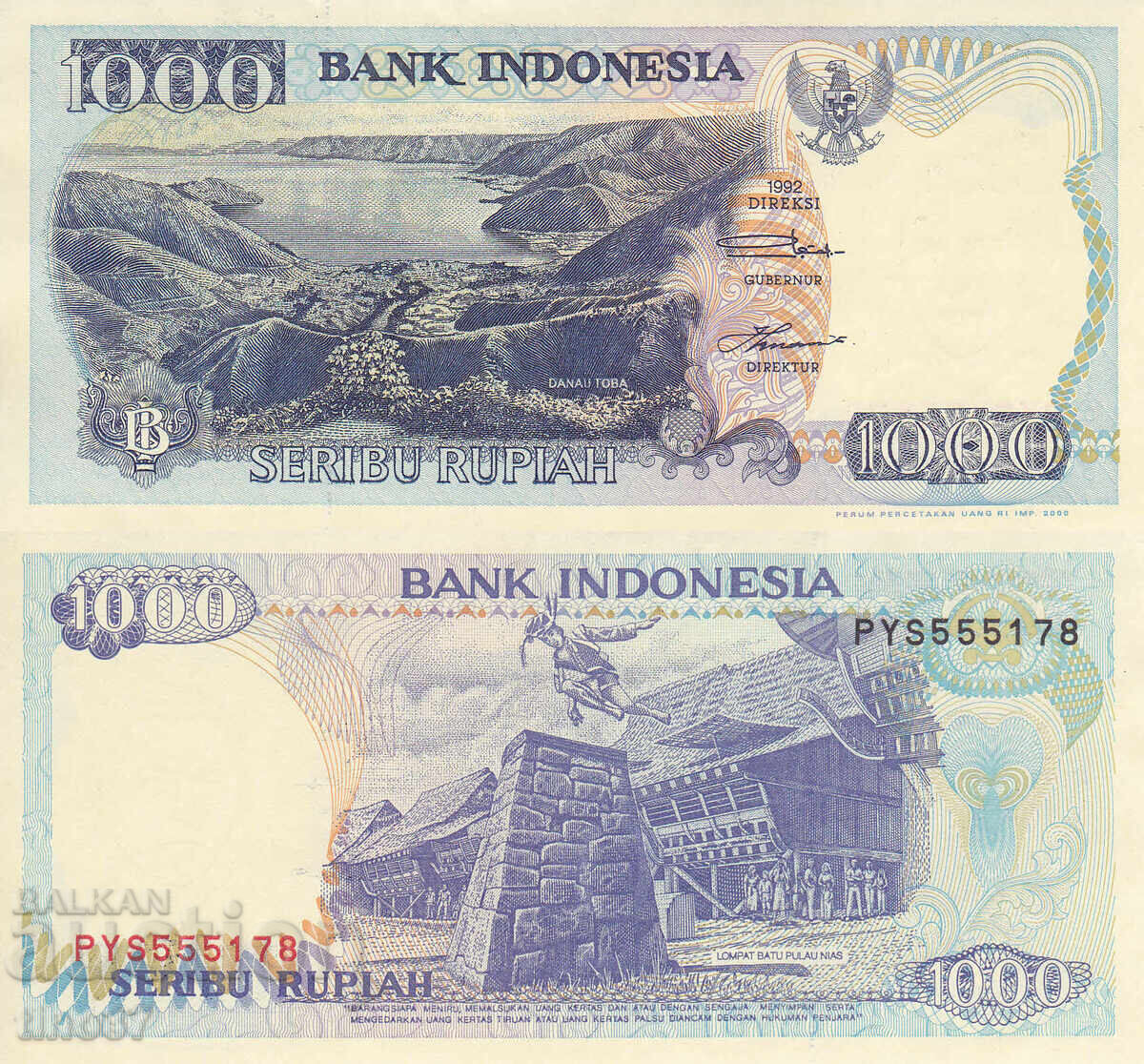 tino37- INDONEZIA - 1000 RUPIE - 1992 - UNC