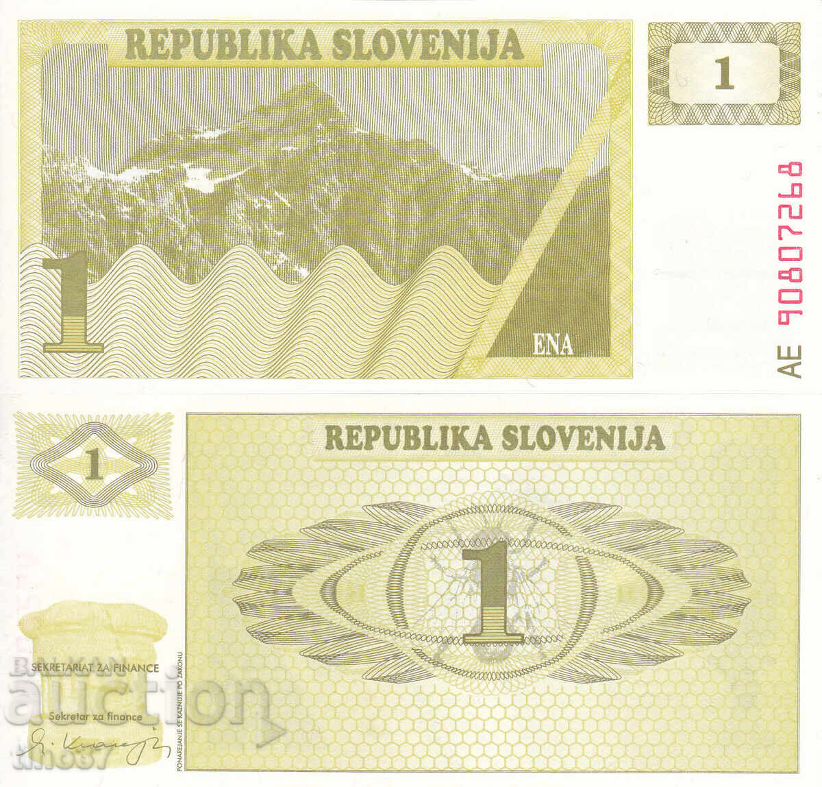 tino37- SLOVENIA - 1 TOLAR - 1990- UNC