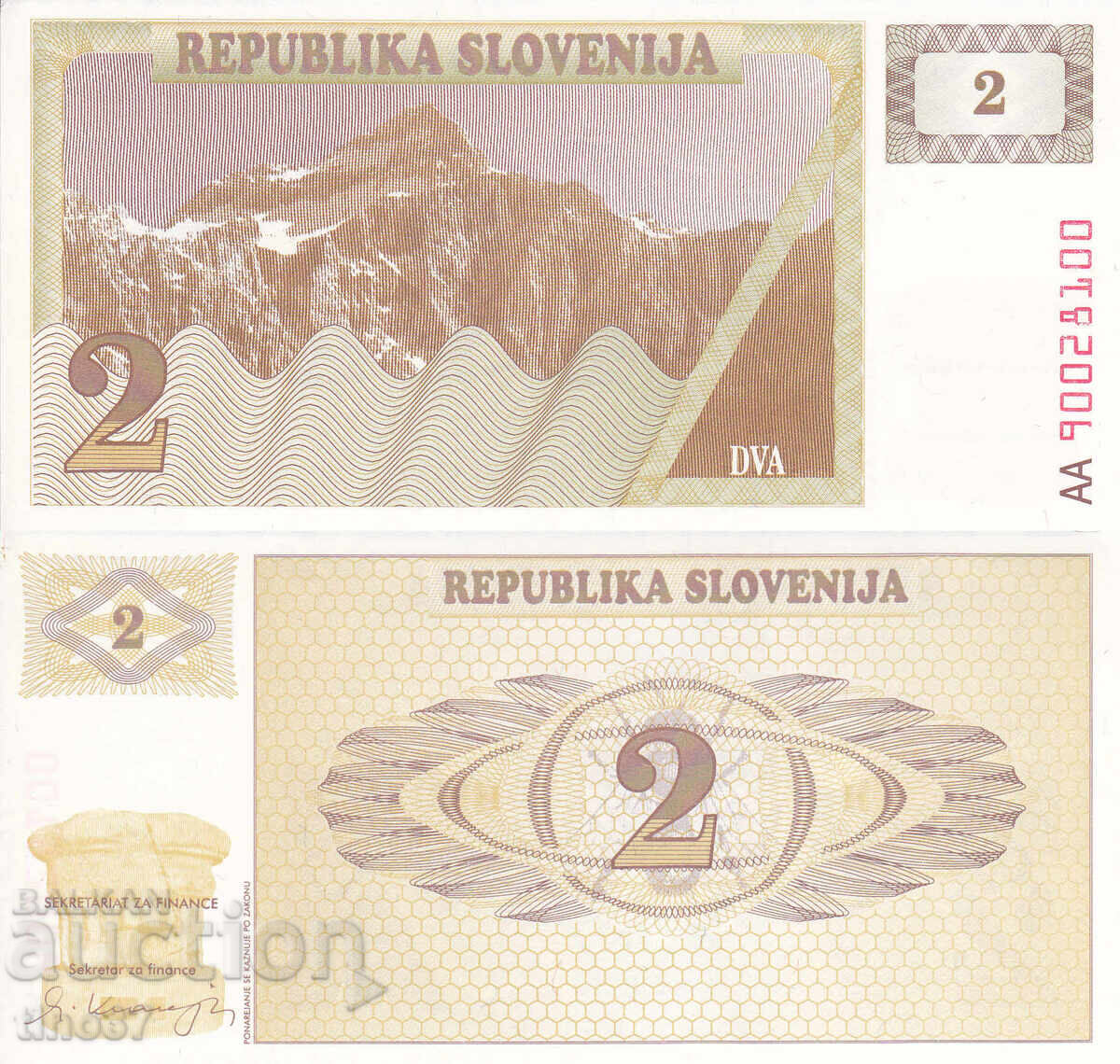 tino37- SLOVENIA - 2 TORARS - 1990- UNC