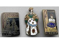 39613 USSR lot of 3 signs company Russian souvenir enamel 60s.